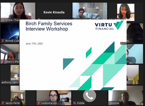 Birch Family Services Interview Workshop screen from Virtu Technology Presentation
